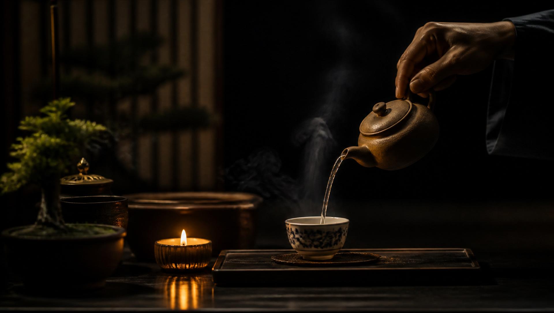 A calming mindful tea ritual scene from Mindful Tea House